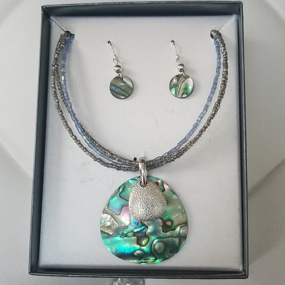 Earing/necklace set. New. Turquoise and silver.